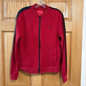GUESS - LOS ANGELES - MATED SOLID FULL ZIP JACKET - CHERRY RED BLACK MEN’S XS